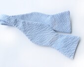 Bow Tie - Blue Seersucker - Men's Self Tie - Freestyle Tie