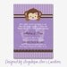 Purple Stripes and Monkey Baby Shower Invitations DIY Printable