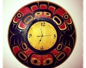 West Coast Native Cedar carved clock