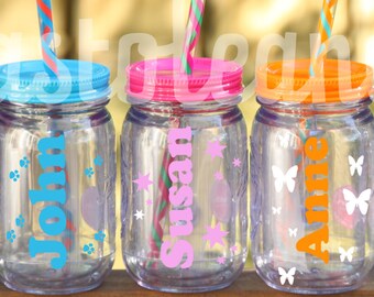 Personalized Acrylic Mason Jar Tumbler - Personalized Tumbler Jar - Personalized Jar