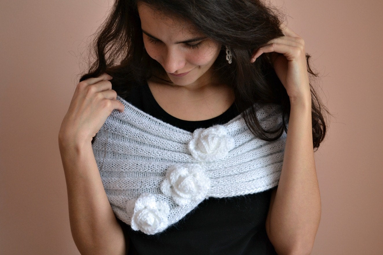 Summer angel - wedding bridal bridesmaid shrug bolero cover up cowl- mohair yarn lace knit knitted -  white Etsy UK