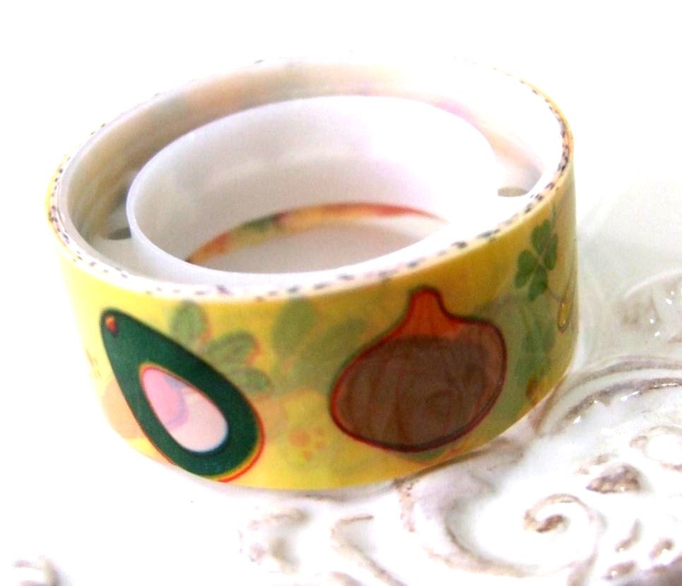 Deco tape kawaii yellow fruit and veggies
