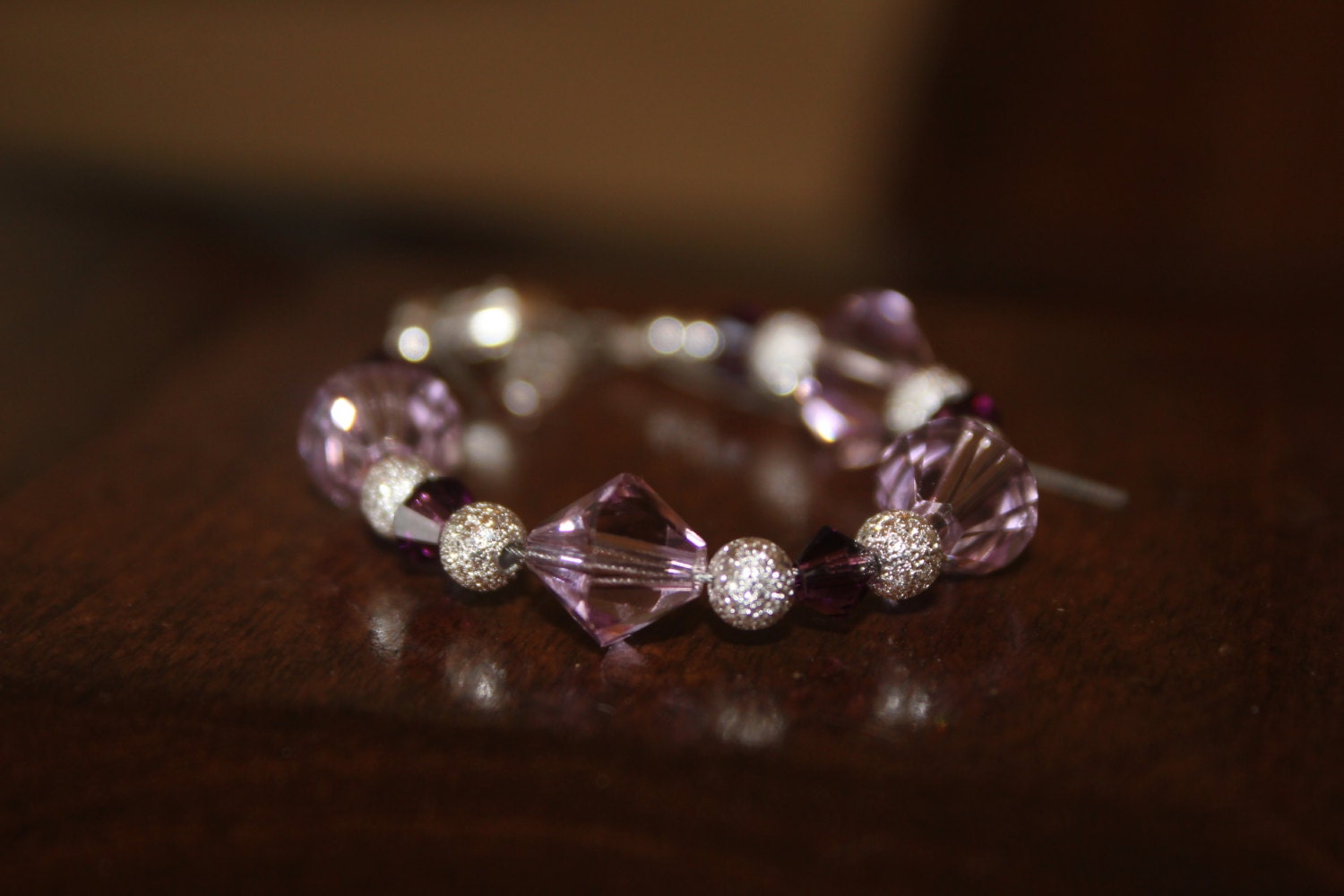Beautiful Handmade swarovski crystal bracelet for any occassion, infant, toddler or girl purple and lavendar