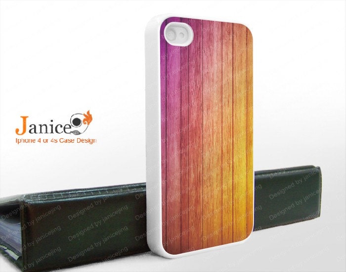 white iphone 4 case iphone 4s case iphone 4 cover  purple and brown colors wood texture unique Iphone case J001