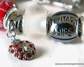 Military Wife "Key To My Heart" European Charm Bracelet with Murano Glass Beads