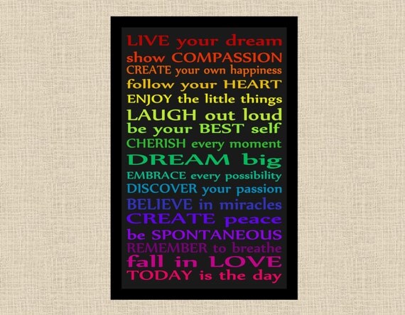Live Your Dream Today is the Day Wall Art Subway Art Printable Il_570xn