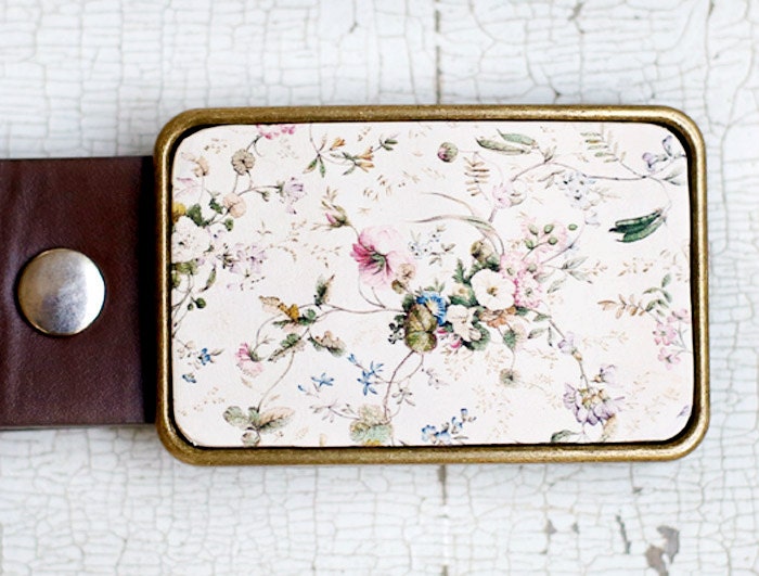 Floral Boho Brass Belt Buckle