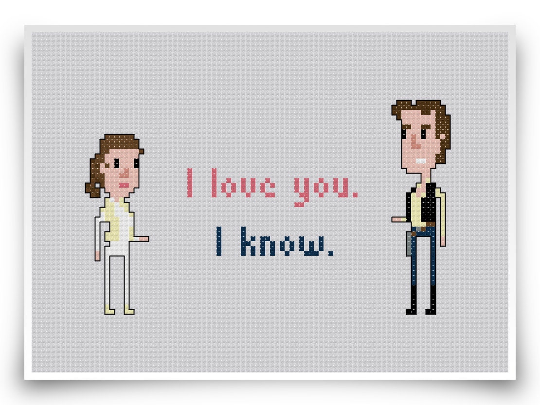 Han and Leia Cross Stitch Pattern - 8-bit Star Wars Chart