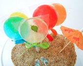 Tropical Cocktail Collection Gourmet Lollipops - Assortment Set of 7 - Pina Colada - Mojito - Strawberry Daiquiri - Mai Tai - Blue Hawaii