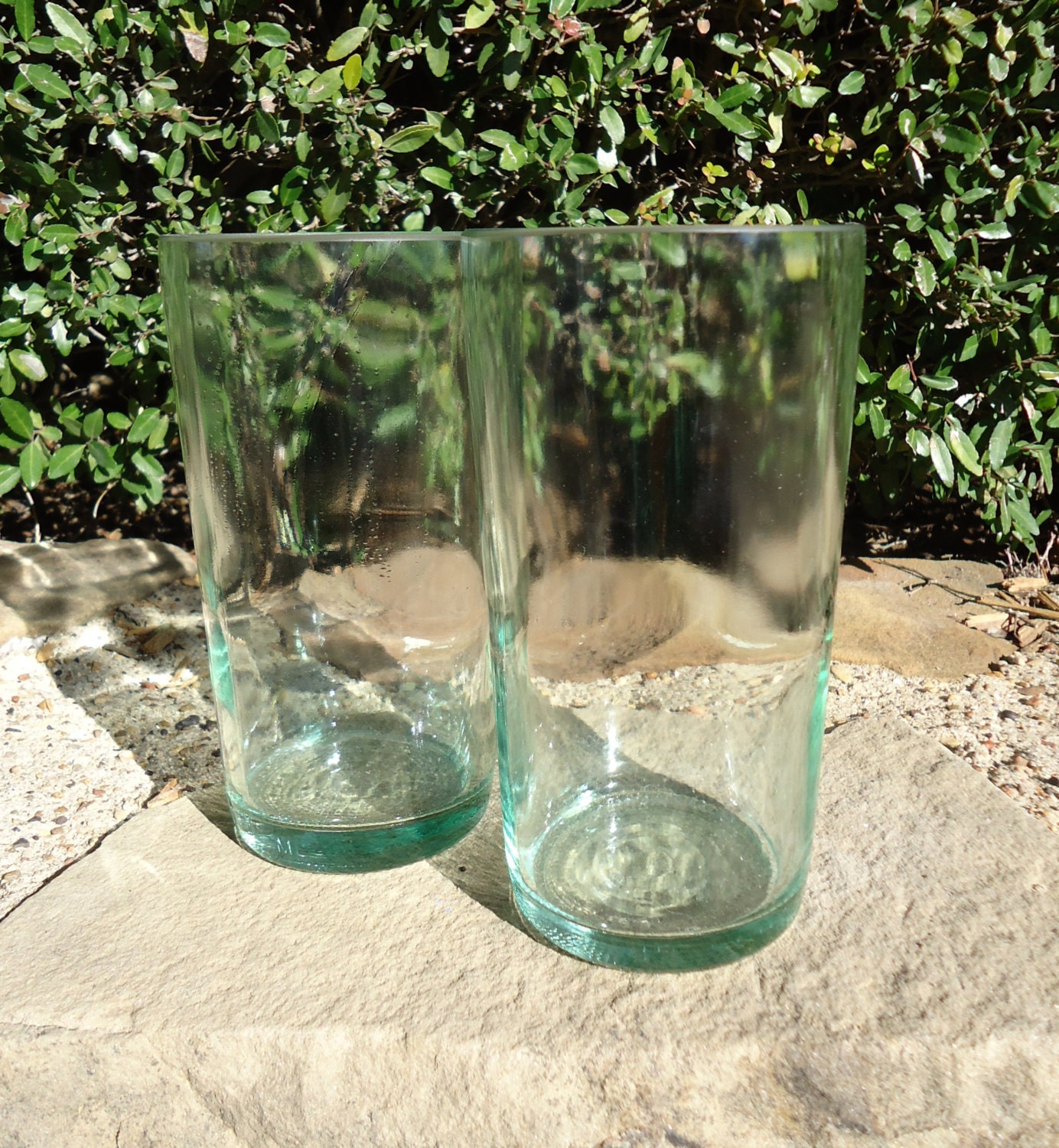 Wine Bottle Glasses in Retro Soda Lime 16 oz  Set of 2