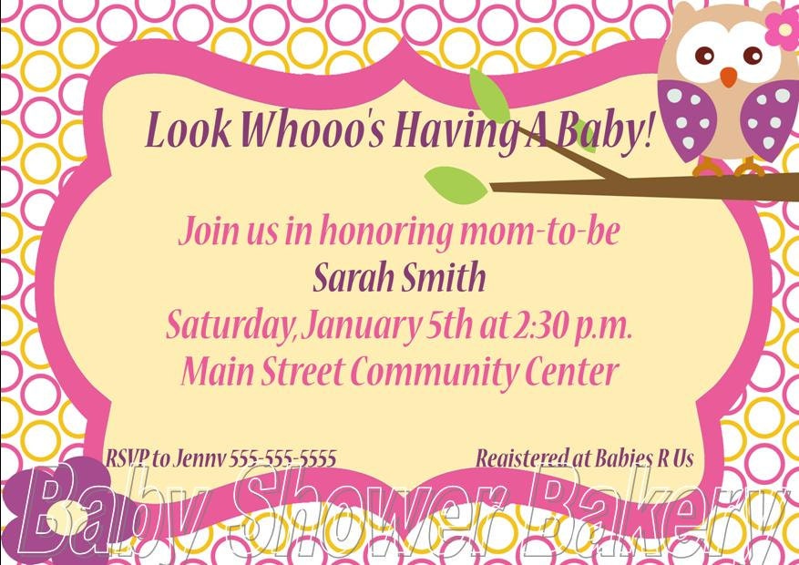 Printable Baby Shower Invitation, Owl Baby Shower Invitation, Girl Owl Baby Shower, Customized Baby Shower Invitation