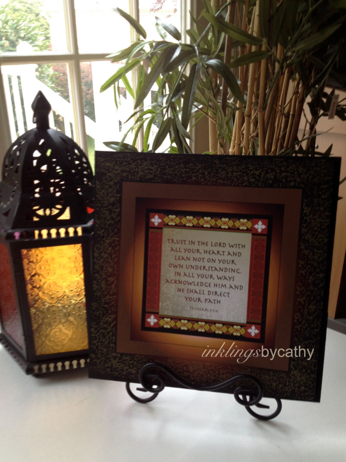 Trust in the Lord with all your heart Scripture Art  Christian Home or Church office Decor. 12x12 inch Canvas
