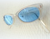 plastic transparent and blue sunglasses- sunglasses for woman- light weight glasses- hip accessory