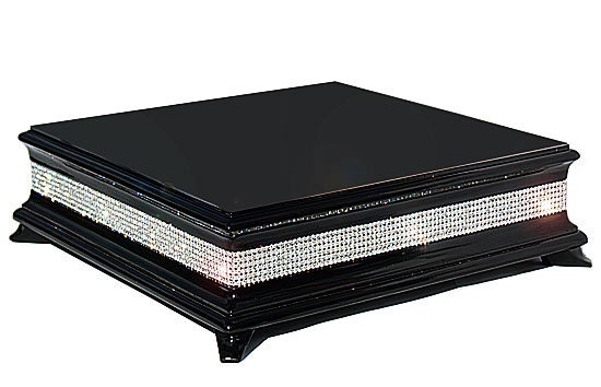 14 inch Square Piano Black Diamond Cake Stand