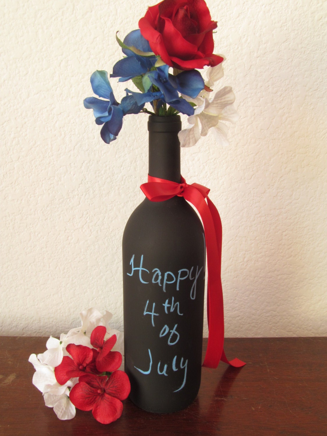 Chalkboard Wine Bottle / Wedding Table Number / Party Supply Chalkboards / Decorative Wine Bottle / Fourth Of July Decor