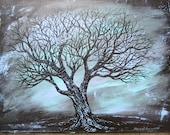 Old oak tree original 18 x 24 abstract acrylic painting
