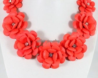 Handmade Bubble Necklace  bib necklace  statement necklace flower necklace  (FN0569 Red )