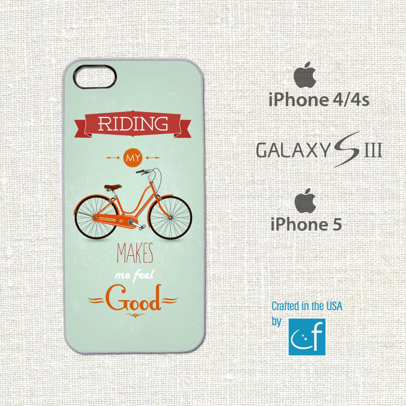 iPhone 4, 4s, 5 or Samsung S3 Case. (Riding is Good) WHITE or BLACK Plastic Slim-Line Body.