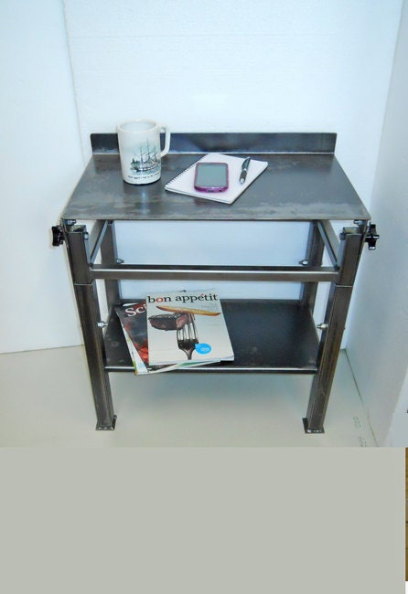 Industrial Metal Table Console Nightstand End Table Book Stand Music Stand, Tilts, Adjustable