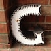 Medium Reclaimed Metal Sign Letter Capital "G" or "C", White and Black, Industrial Salvage, Home Decor, Office Decor, Industrial Decor