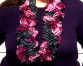 Rose, Light Pink, and Gray Ruffle Scarf