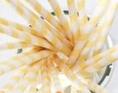 Striped Paper Drinking Straws (25) - SOFT / BUTTER YELLOW