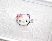 Hello Kitty Felt Hair Clip - Cat Hair Clip - Kitten - White Kitten - Pink