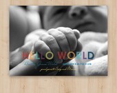 Birth Announcement - Hello World - Modern and Colorful - Set of 25
