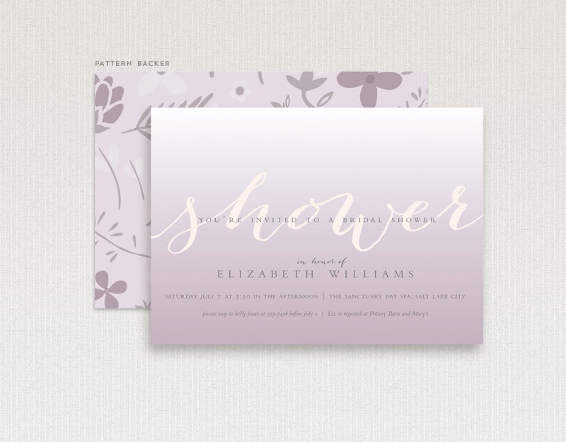 Ombré Bridal Shower Invite, Modern Wedding Shower Invitation, Bridal Shower Floral Card