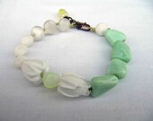 Crisp, white - handmade bracelet, beaded bracelet, vintage bracelet, art bead bracelet, flower bracelet, spring bracelet, white bracelet