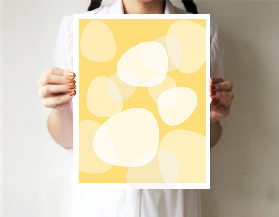 Abstract print 11"x14" - Bubbles - Yellow banana - Wall decor - Juicy - Easter pastel - villavera