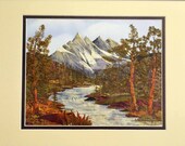 Original Pressed Flower Art - Alaska Mixed Media Oshibana Landscape Mountains Floral Framed Art Real Flower Art Made of Nature Wall Decor