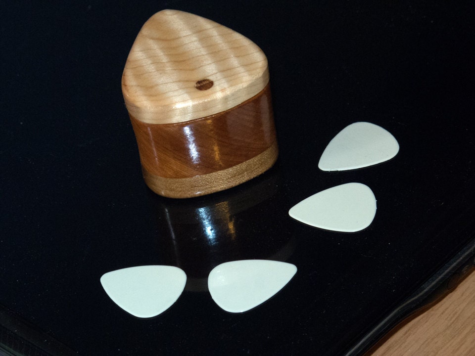Guitar Pick Box Three Woods