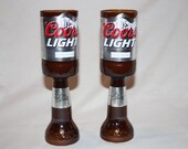 Recycled Beer Bottle - Coors Light -  Goblet Candle Set - Custom Made