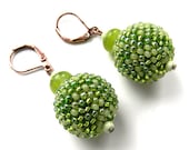 Green  Seed Bead Earrings - beaded jewelry, beaded bead earrings, spring mood