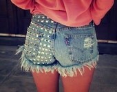 High waisted shorts half studded on the back