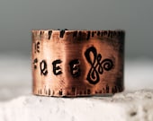 Adjustable Ring, metal, handstamped ring, free