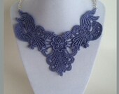 Lavender Dyed Lace Bib Statement Necklace - 18 inch