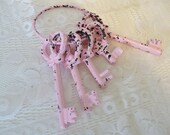 Pink Princess Crown Skeleton Keys Cast Iron Wall Decor Hanging Shabby Cottage Chic Style
