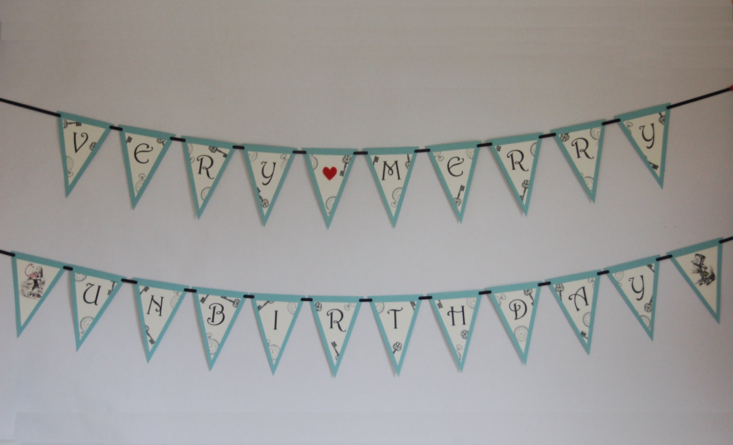 Alice In Wonderland Pennant Banner - Perfect for Alice In Wonderland Themed Birthdays, Showers, Parties, Graduation