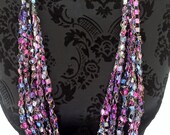 Ladder Ribbon Necklace in Blueberry Parfait, Handmade Necklace, Crocheted Necklace, Unique Jewelry, Womens Accessory, Gift for Her