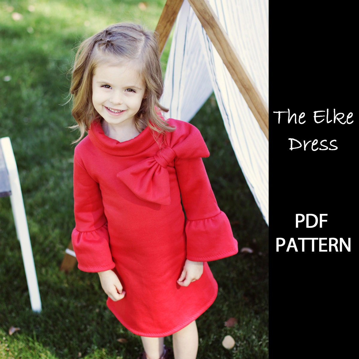 Childrens sewing pattern, Girls dress pattern, Baby pattern, PDF pattern, Easy beginner, Childrens clothing, , ELKE Dress
