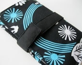 Passport Travel Wallet. Six Pockets. Cotton Fabric. Black, White, Turquoise.