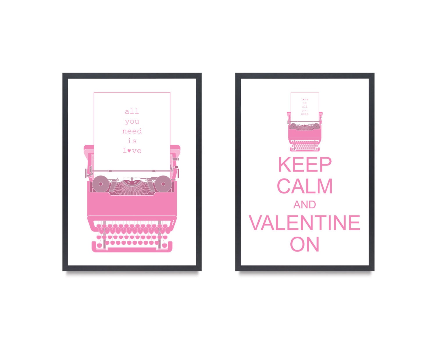 Set of Two Olivetti Valentine Typewriter and The Beatles Lyrics Inspiration 13x19