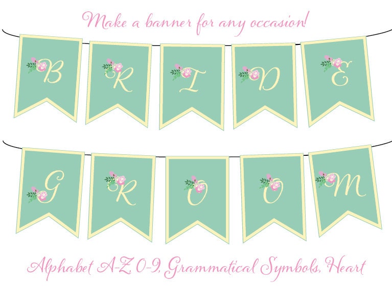 Printable rustic banner FULL ALPHABET for Wedding, Bridal, Baby Shower, Birthday, any occasion Il_570xn