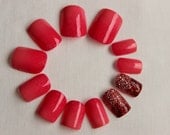 Coral Blimey - Hand Painted Short False Nails