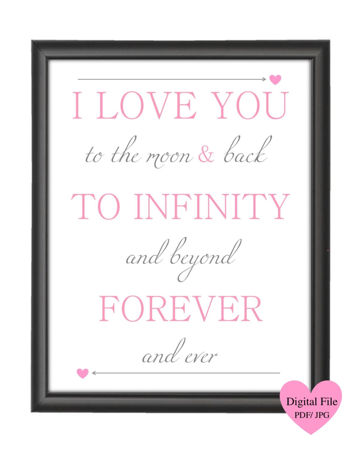 CLOSEOUT SALE Printable (JPG) I Love You To The Moon Print. Can do any colors. No. 65.1 Il_570xn