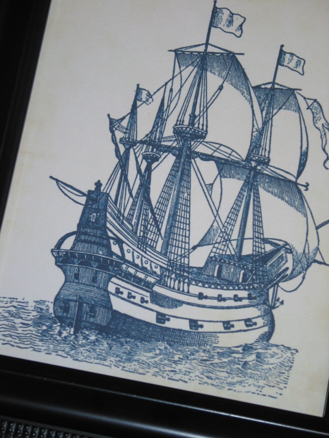 Sailing Ship II Art Print Bathroom Print 8 x 10 Ocean Art Nautical Art Print Blue Boat Print