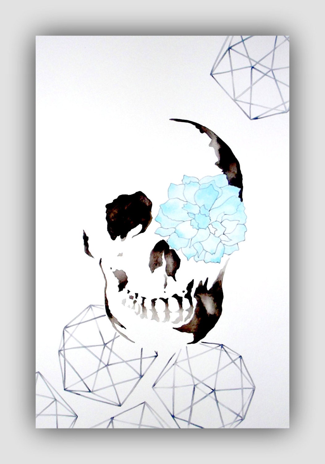 Print - Sugar Skull - Print from an Original Watercolor