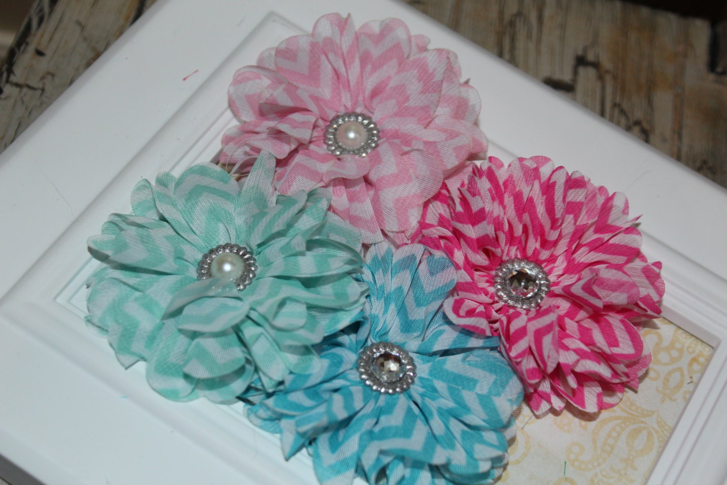 Chiffon CHEVRON Blossom Clips